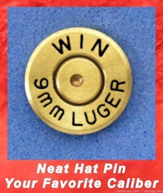 Winchester  WIN  9 MM LUGER  Cartridge Hat Pin  Tie Tac  Ammo Bullet-img-0