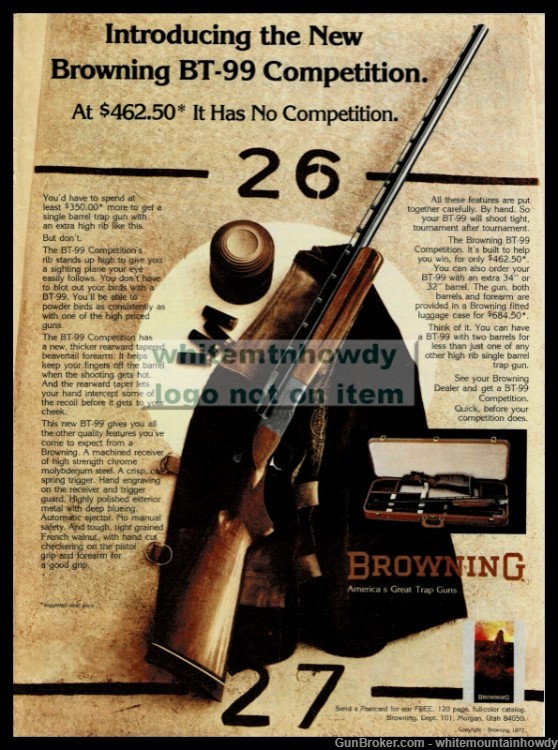1977 BROWNING BT-99 Competition Rifle Original PRINT AD-img-0