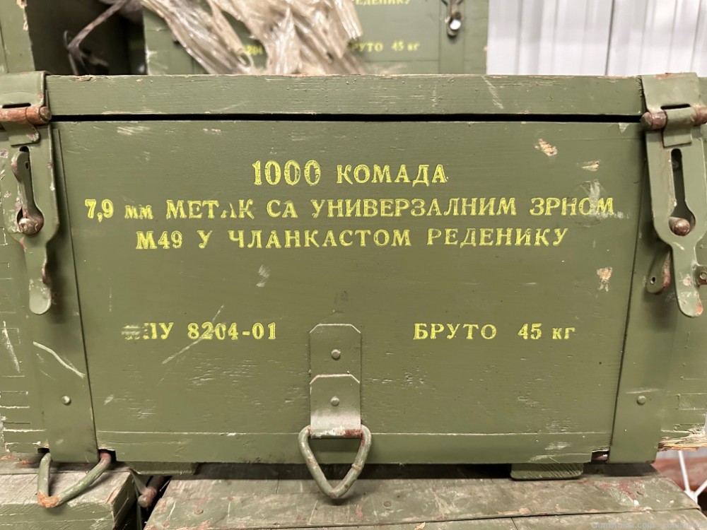 40,000 rounds of Yugoslavian M49 8mm on Browning links in ammo cans-img-0
