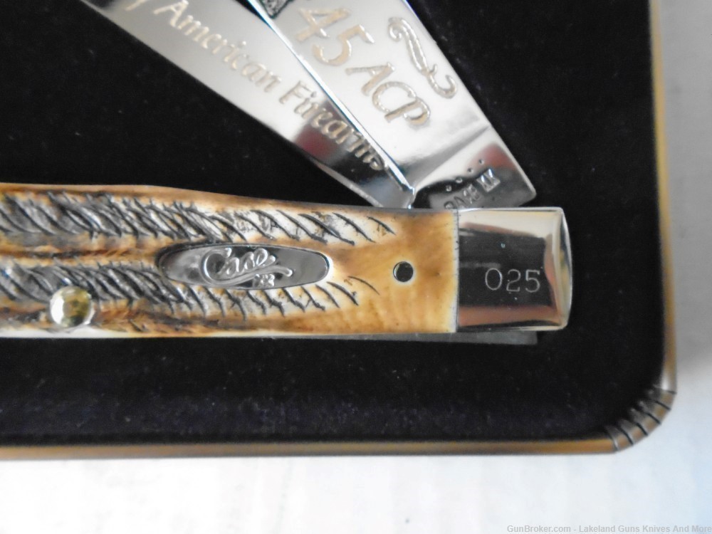 #25 OF 50 MADE! CASE XX Colt .45 Model 1911 Golden BONESTAG Trapper Knife!-img-10