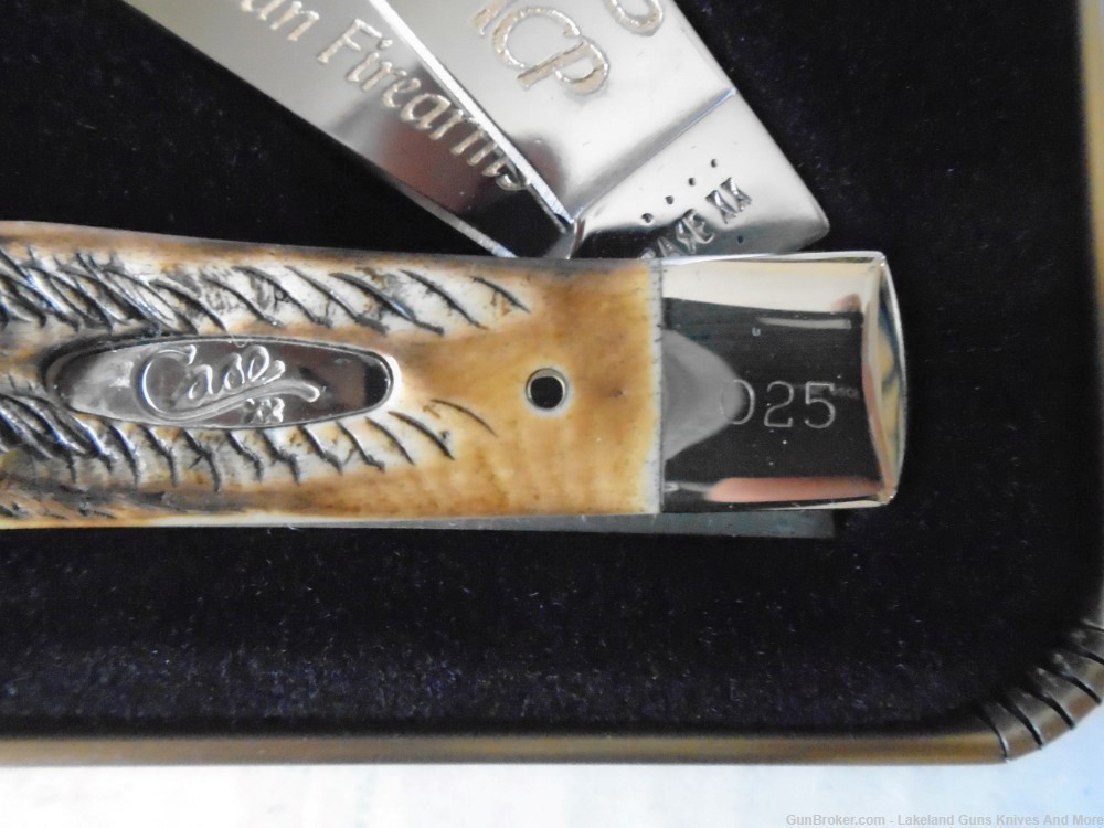 #25 OF 50 MADE! CASE XX Colt .45 Model 1911 Golden BONESTAG Trapper Knife!-img-8