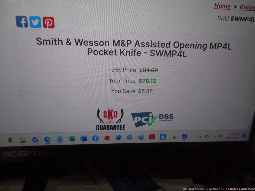 Smith & Wesson SWMP4L M&P Assisted Open Linerlock Pocket Knife Was $75.50!-img-10
