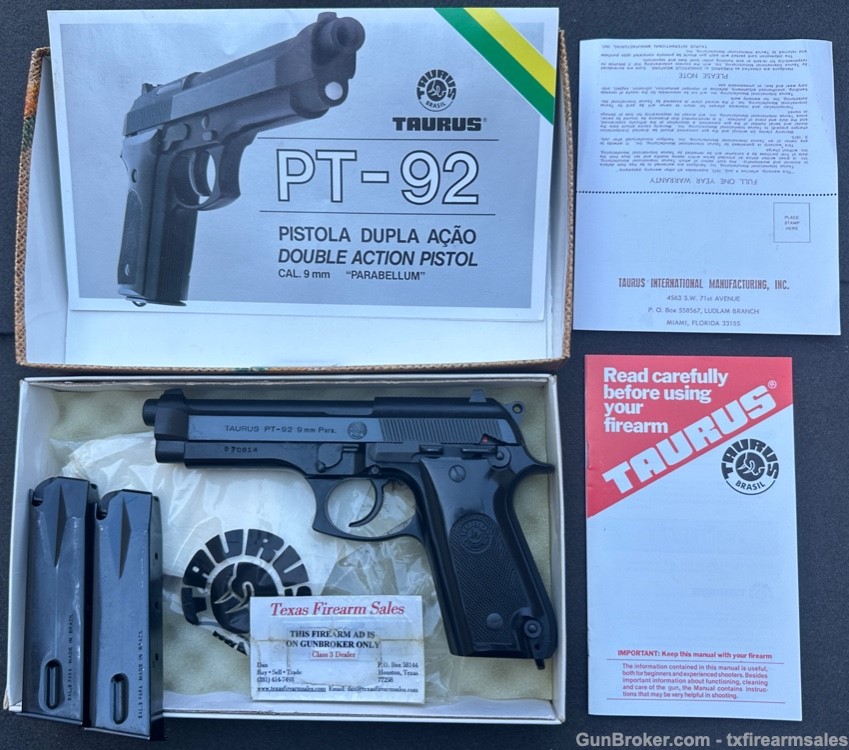 Very Early Taurus PT-92 9mm Pistol, Heal Mag Release Similar to Beretta 92S-img-47