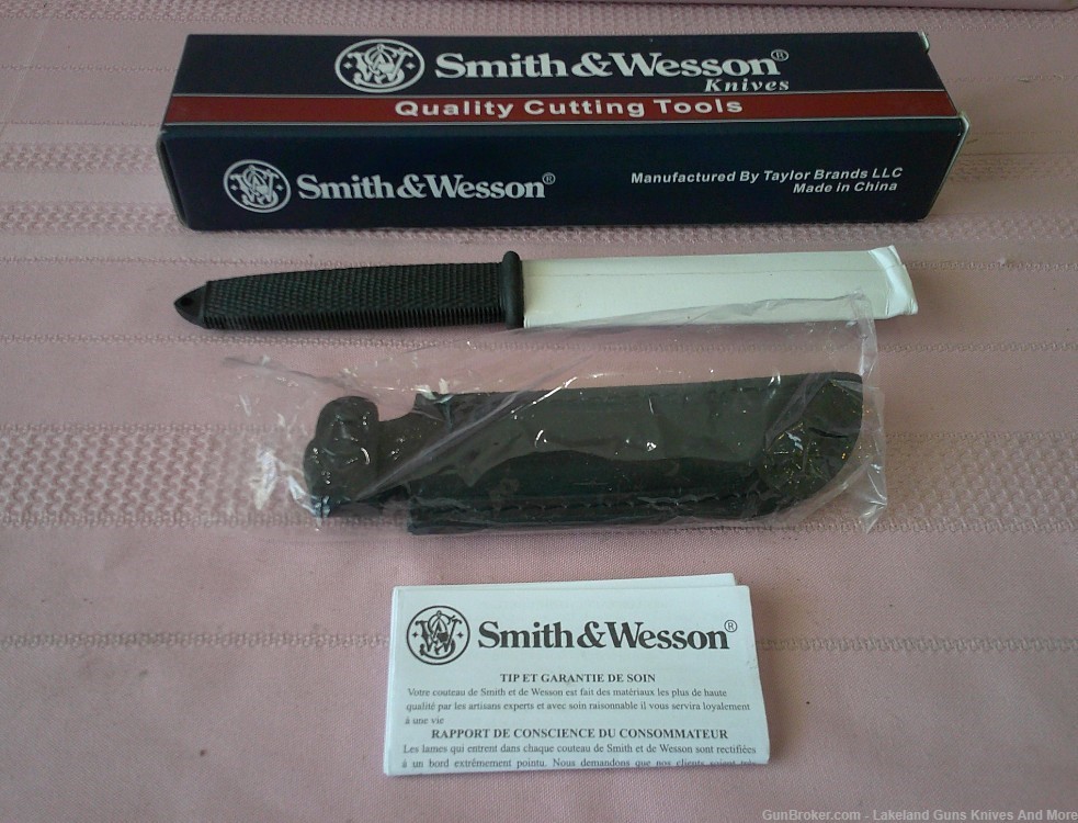 Rare Mint in Box SMITH & WESSON H.R.T. Tanto Boot Knife with Leather Sheath-img-12
