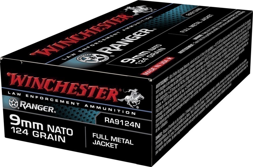 50rds Winchester Ranger™ LE Premium 9mm NATO 124 grain FMJ brass FAST SHIP-img-2