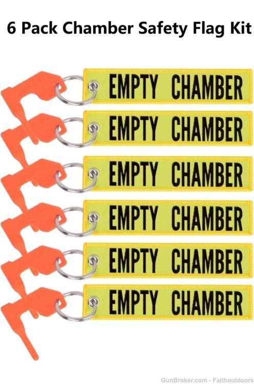 6 Pack of Empty Chamber Flag's W/ Bright Yellow Key chain-img-1