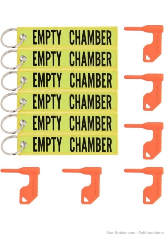 6 Pack of Empty Chamber Flag's W/ Bright Yellow Key chain-img-0