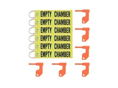 6 Pack of Empty Chamber Flag's W/ Bright Yellow Key chain