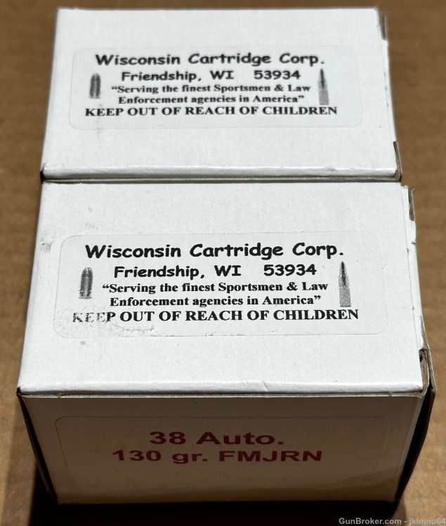 100 rounds of Wisconsin Cartridge Co. 38 Auto 38 ACP 130gr ammo-img-0