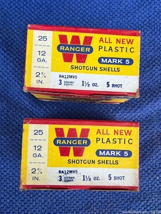 2 VINTAGE BOXES WINCHESTER 12GA RANGER MARK 5 AMMO 50 RDS-img-1