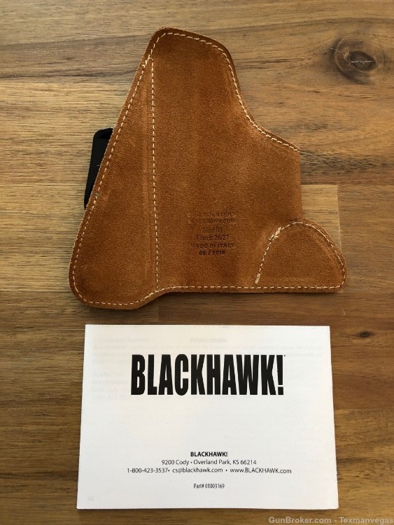 Blackhawk Tuckable Brown Leather Holster, size 03, Right Hand fits Glock 26-img-3