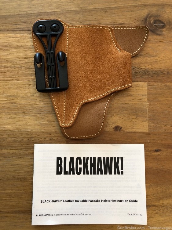 Blackhawk Tuckable Brown Leather Holster, size 03, Right Hand fits Glock 26-img-2