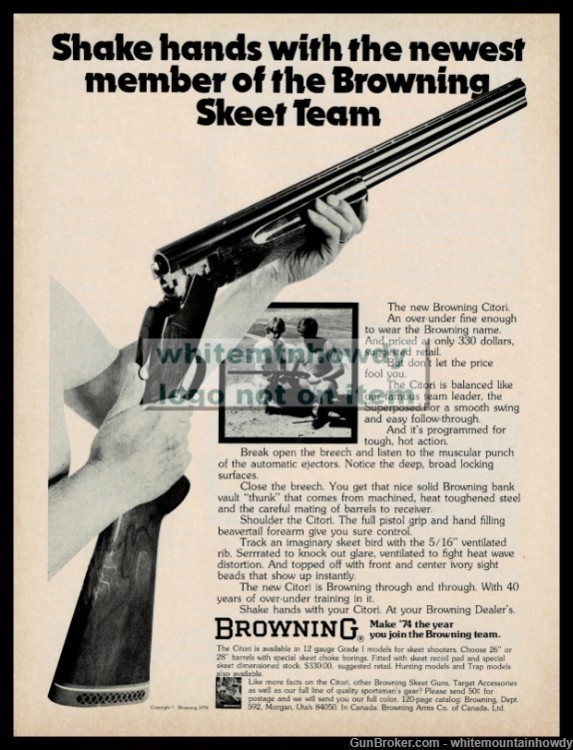 1974 BROWNING Citori Shotgun Vintage PRINT AD-img-0