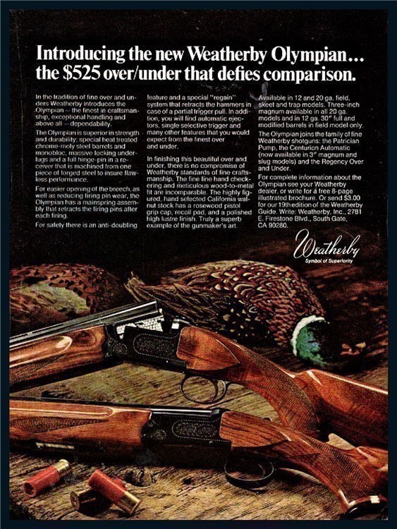 1978 WEATHERBY Olympian Shotgun PRINT AD-img-0