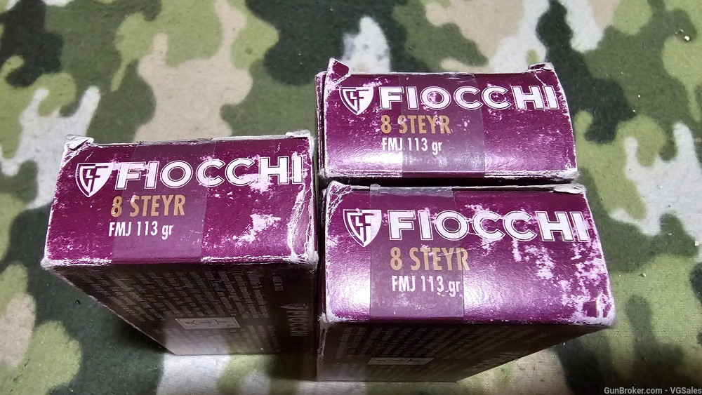 Fiocchi 8mm Roth Steyr 150 Rounds 3 Boxes FMJ 113 Grain-img-2