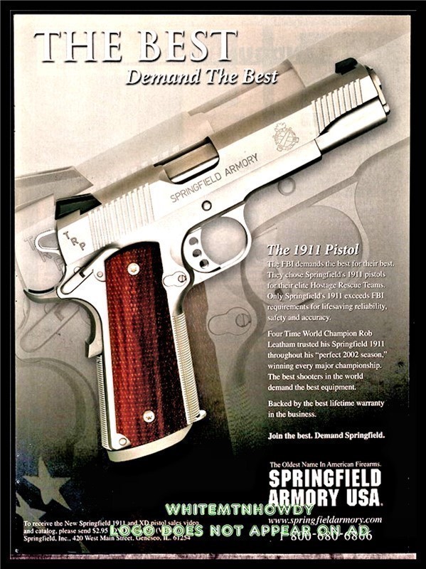 2003 SPRINGFIELD ARMORY 1911 Pistol AD Advertising-img-0