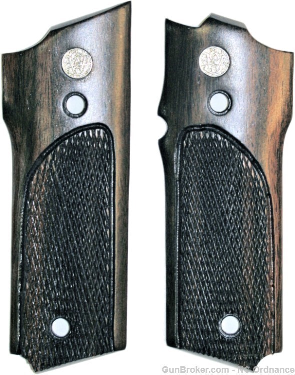 Smith & Wesson Model 59 Auto Checkered Tigerwood Grips-img-0