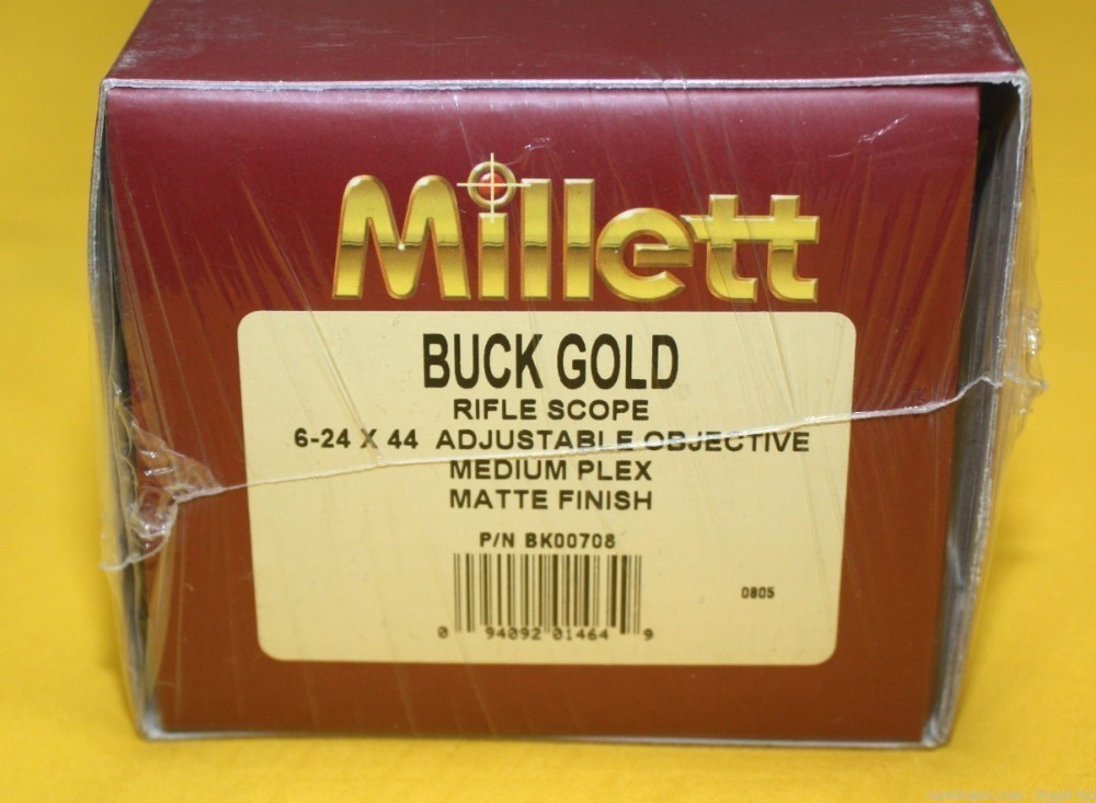NEW Millett Buck Gold Scope 6-24 x 44mm Adj Obj Med Plex Mat Finish BK00708-img-0