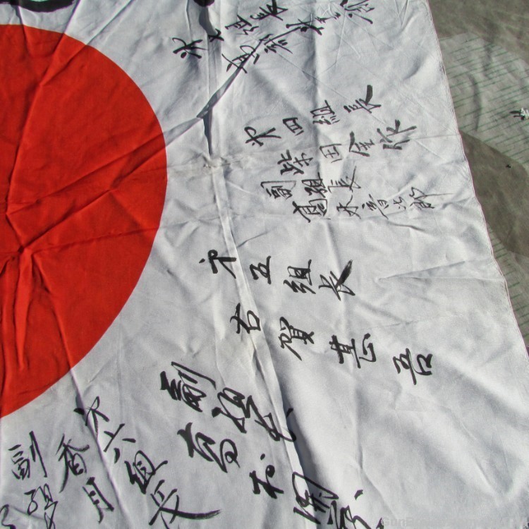 JAPANESE WW2 YOSEGAKI HINOMARU SOLDIERS GOOD LUCK MEATBALL FLAG-img-10