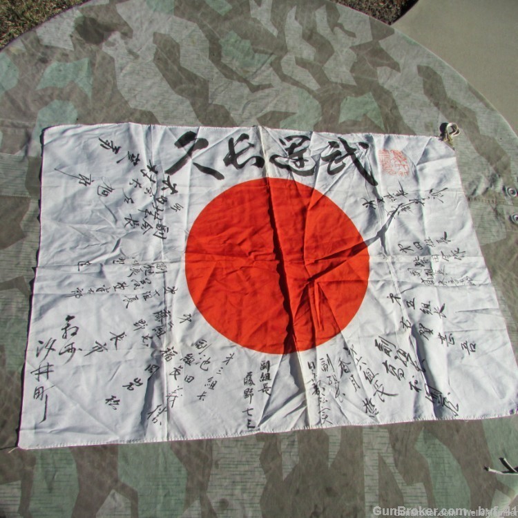 JAPANESE WW2 YOSEGAKI HINOMARU SOLDIERS GOOD LUCK MEATBALL FLAG-img-15