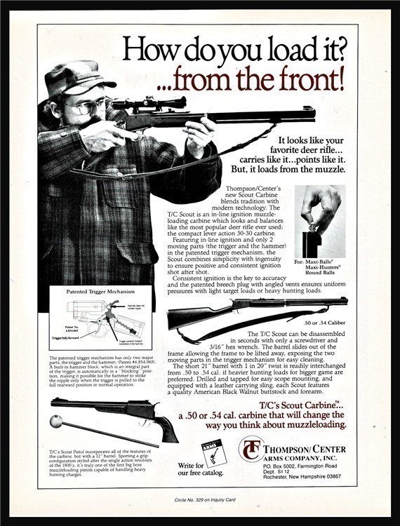 1991 THOMPSON Center Arms Scott Muzzleloader Carbine PRINT AD-img-0