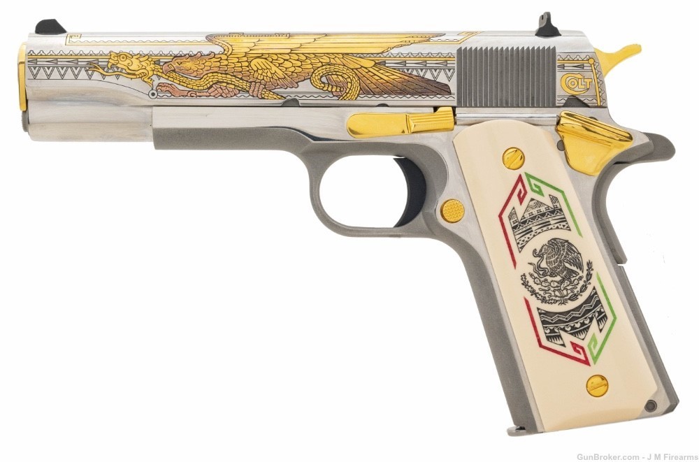 Rare Colt Bandera 1911 38 Super #16 of 500 / Zapata / Aztec /Dragon /El -img-0