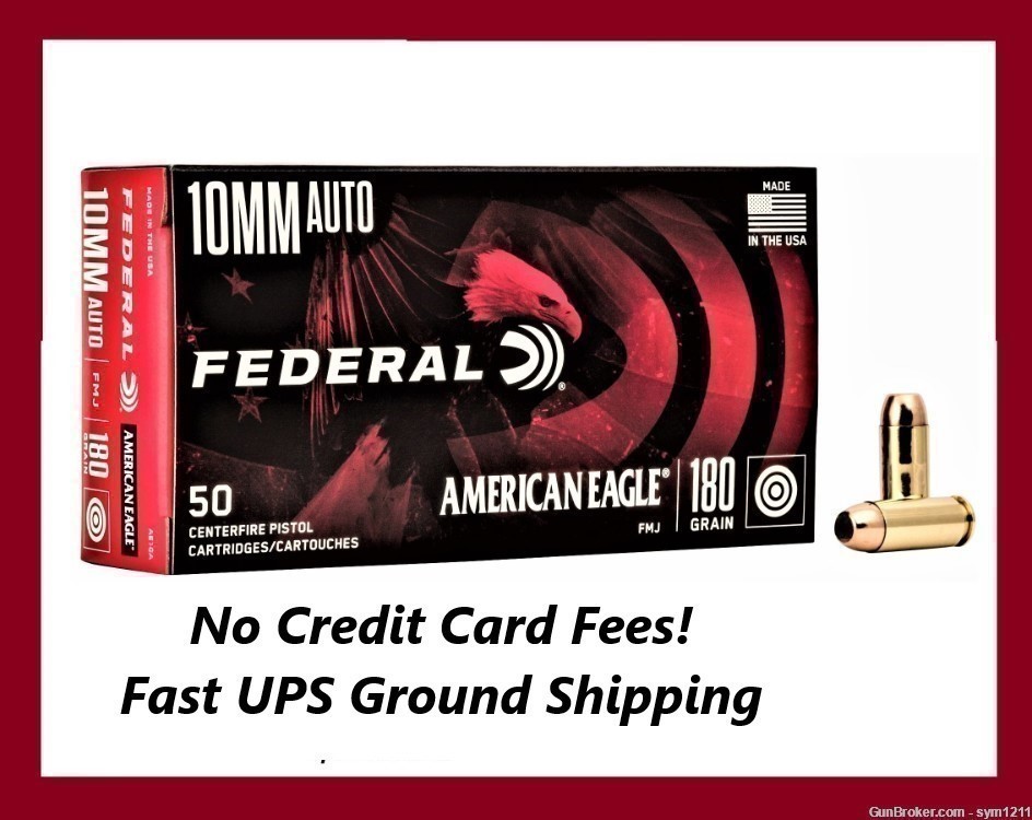 Federal American Eagle 10MM 180 Gr FMJ Brass AE10A No Credit Card Fees-img-0