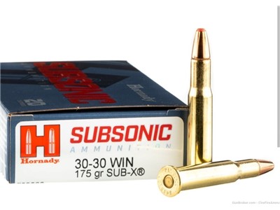 Hornady 30-30 WIN .30-30 win SUB-X SUBSONIC 175 Grain 20 Rounds NoCC Fees