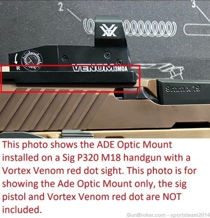 ADE Optics Mounting Plate for Sig Sauer P320-M17,M18 and Vortex Red Dot-img-7