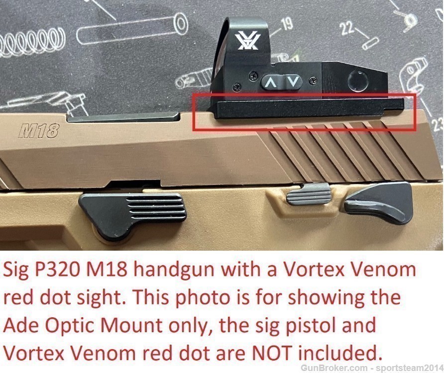 ADE Optics Mounting Plate for Sig Sauer P320-M17,M18 and Vortex Red Dot-img-5