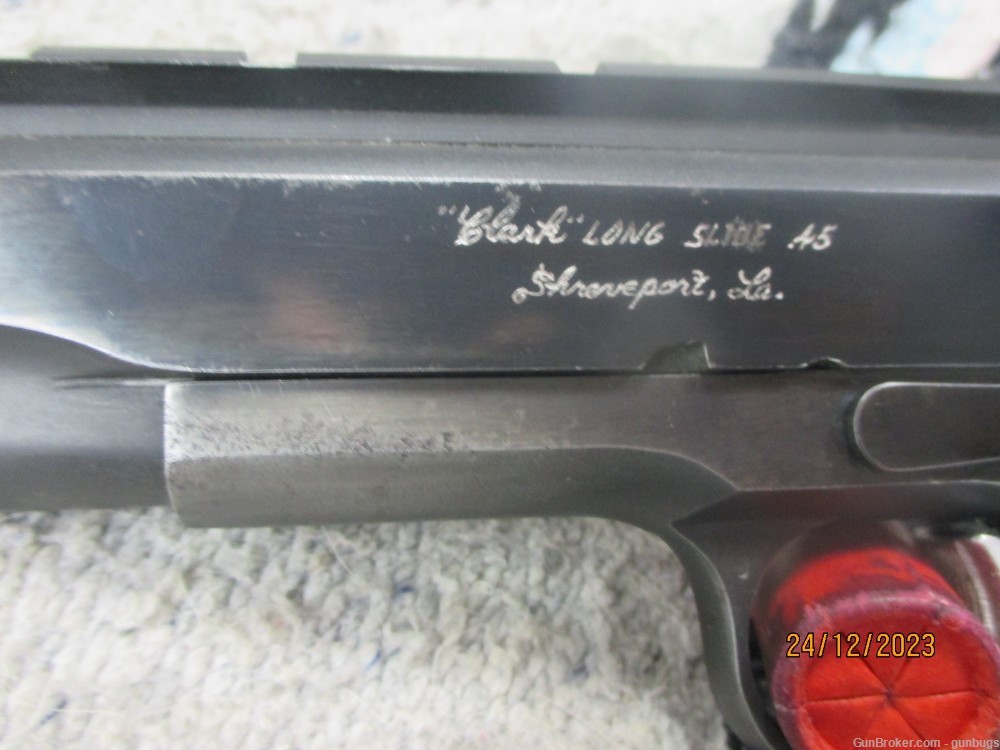 Colt Clark Custom Long slide Government Bullseye gun 45acp SEE PHOTOS!-img-2