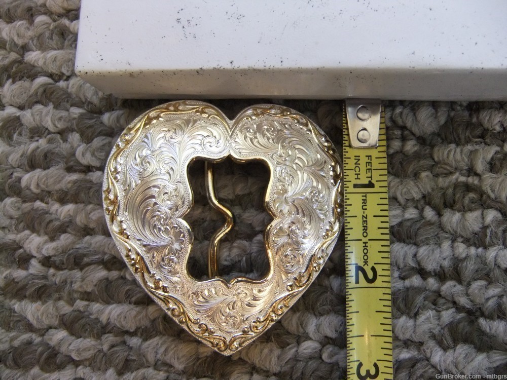 Cowboy /  Cowgirl Heart shaped Belt Buckle Montana Silver Smith -img-3