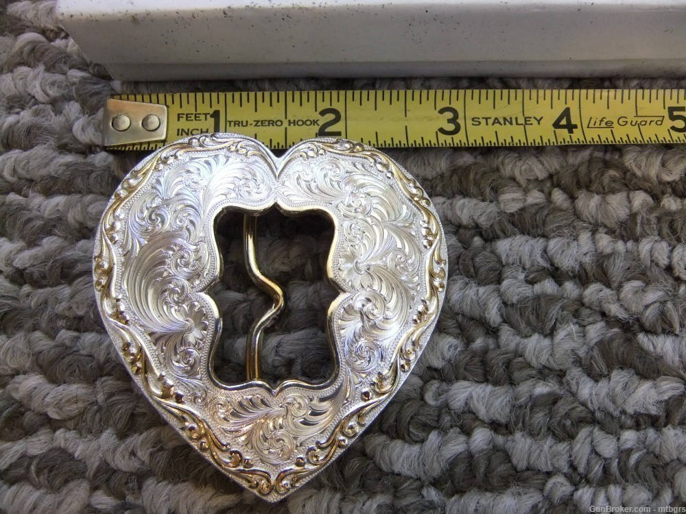 Cowboy /  Cowgirl Heart shaped Belt Buckle Montana Silver Smith -img-2