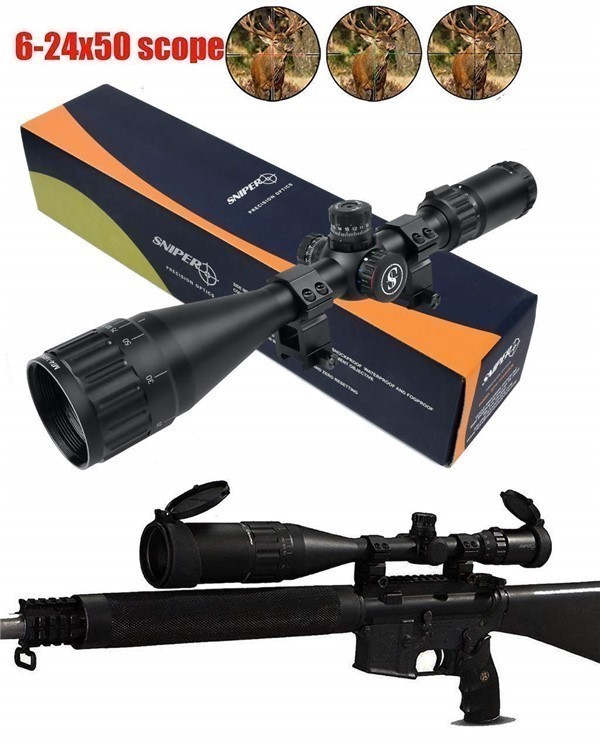 Sniper 6-24x50 Rifle Scope R/G/B with Quick Lock and Zero W/E Adjustment-img-0