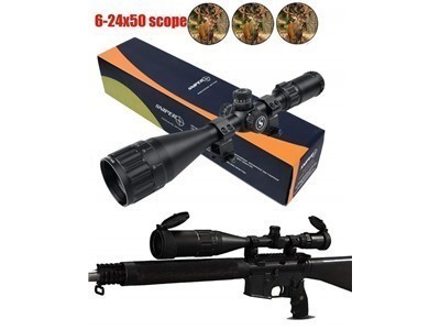 Sniper 6-24x50 Rifle Scope R/G/B with Quick Lock and Zero W/E Adjustment