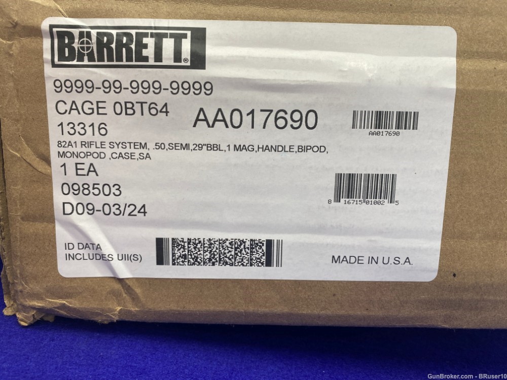 Barrett M82A1 .50 BMG 29" *INCREDIBLE SEMI-AUTO 50BMG* Factory New-img-6