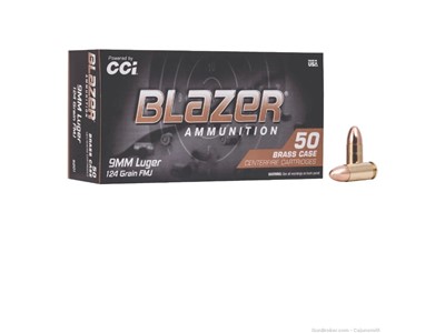 CCI BLAZER BRASS 9MM 124GR FMJCaliber/Gauge: 9mm Luger Bullet Weight: 124 g