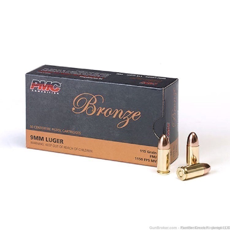 1000 Rounds PMC Bronze 9mm Luger Ammo 115gr FMJ 9A-img-2