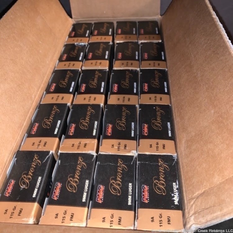 1000 Rounds PMC Bronze 9mm Luger Ammo 115gr FMJ 9A-img-1