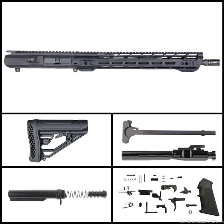 LR-308 AR-10 .308 16" Upper Receiver BCG Rifle Kit Less Lower: Unassembled-img-0