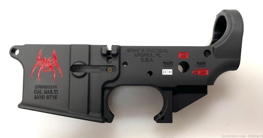 Spikes Tactical Color Filled Spider AR15 Lower Receiver NO CC FEES -img-0