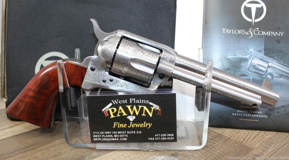 NIB TAYLOR'S & CO CATTLEMAN ENGRAVED S/A REVOLVER, 45LC, 5.5" BRL, 550927-img-6