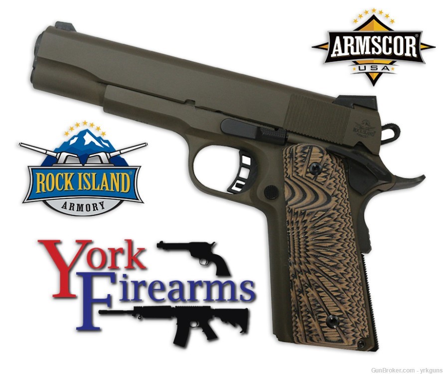 Rock Island M1911 A1 FS Tact Brown Cerakote 45ACP 5" Handgun NEW 51514-img-0