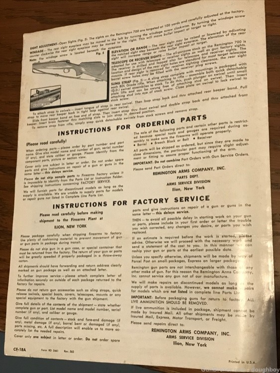 Remington 700 early Instruction Manual & Parts Price List-img-2