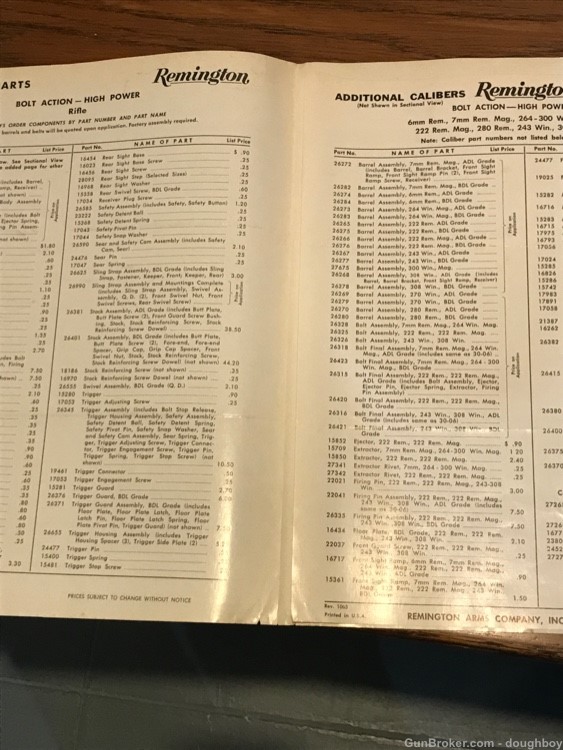Remington 700 early Instruction Manual & Parts Price List-img-3