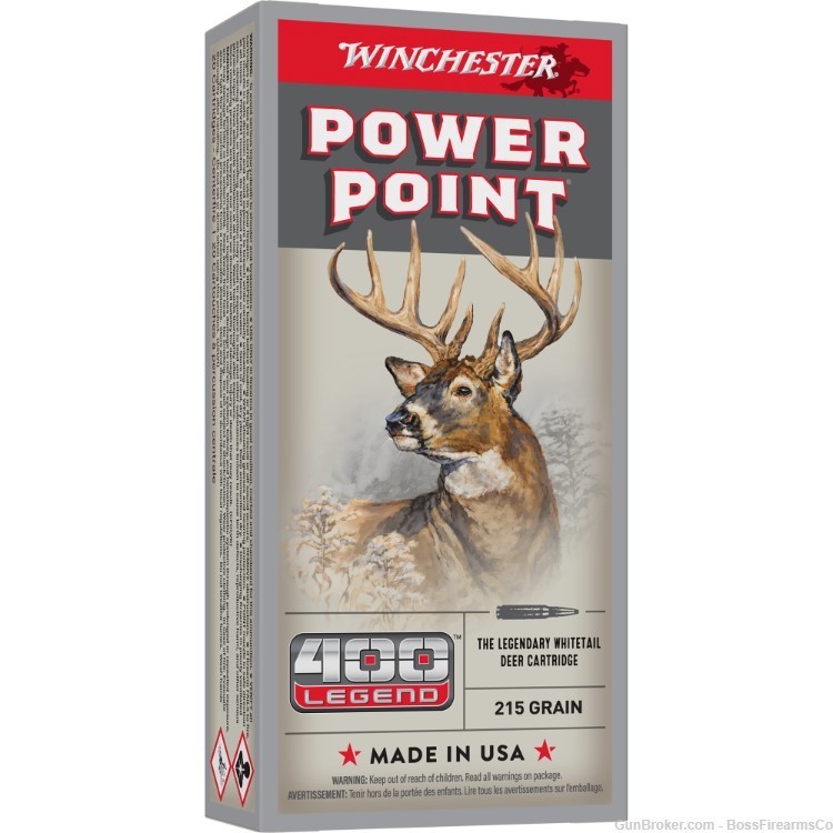 Winchester Power Point .400 Legend 215gr Soft Point Lot of 100 X4001-img-0