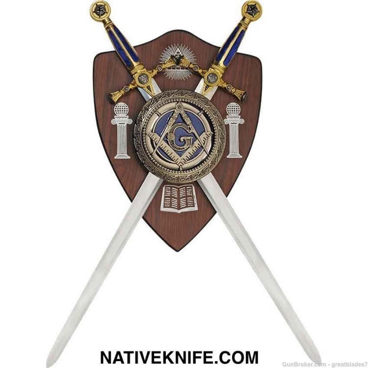 Freemason Sword Set with Display Plaque FREE SHIPPING!-img-0