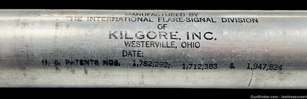 One Vintage Kilgore INC. WWII 37mm RED Aviation Parachute Signal Flare-img-7