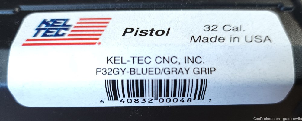 Keltec Kel Tec P32 32ACP P-32 ACP Grey TT Gray P32GY-Blued 7+1 EDC Polymer-img-8