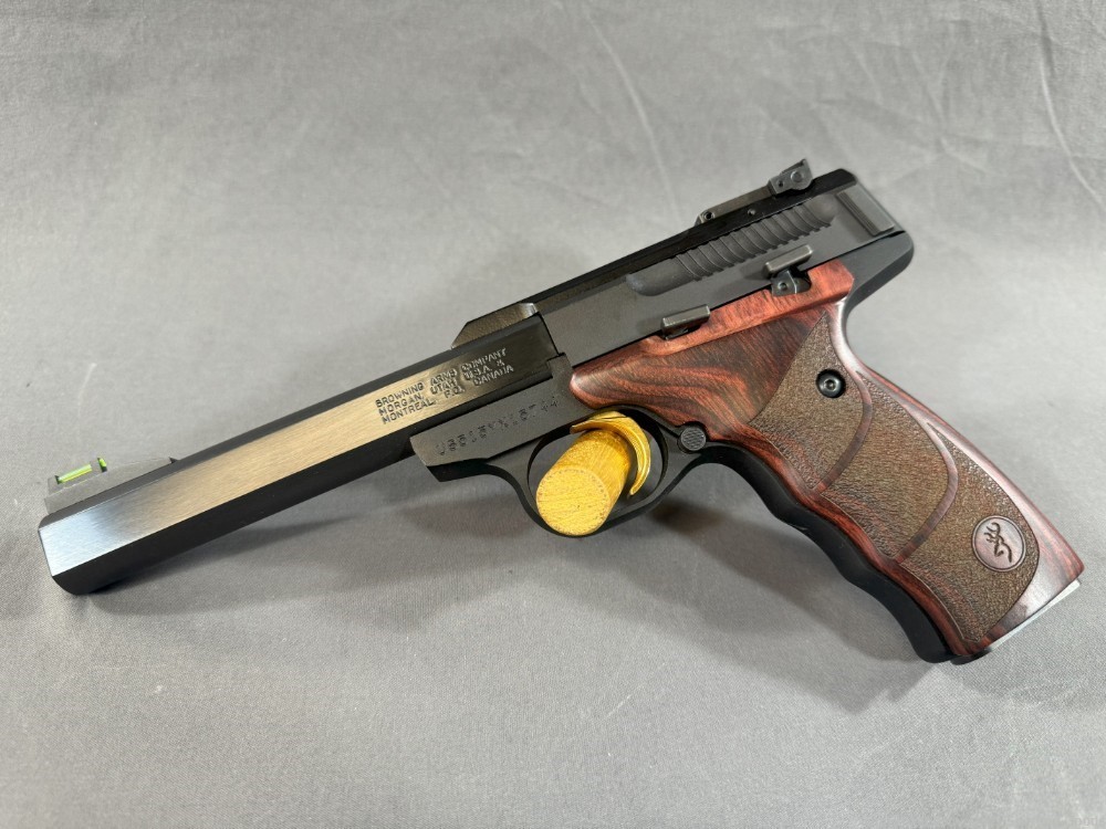 Excellent Browning Buck Mark - .22LR Semi Auto Pistol with Rosewood Grips-img-1